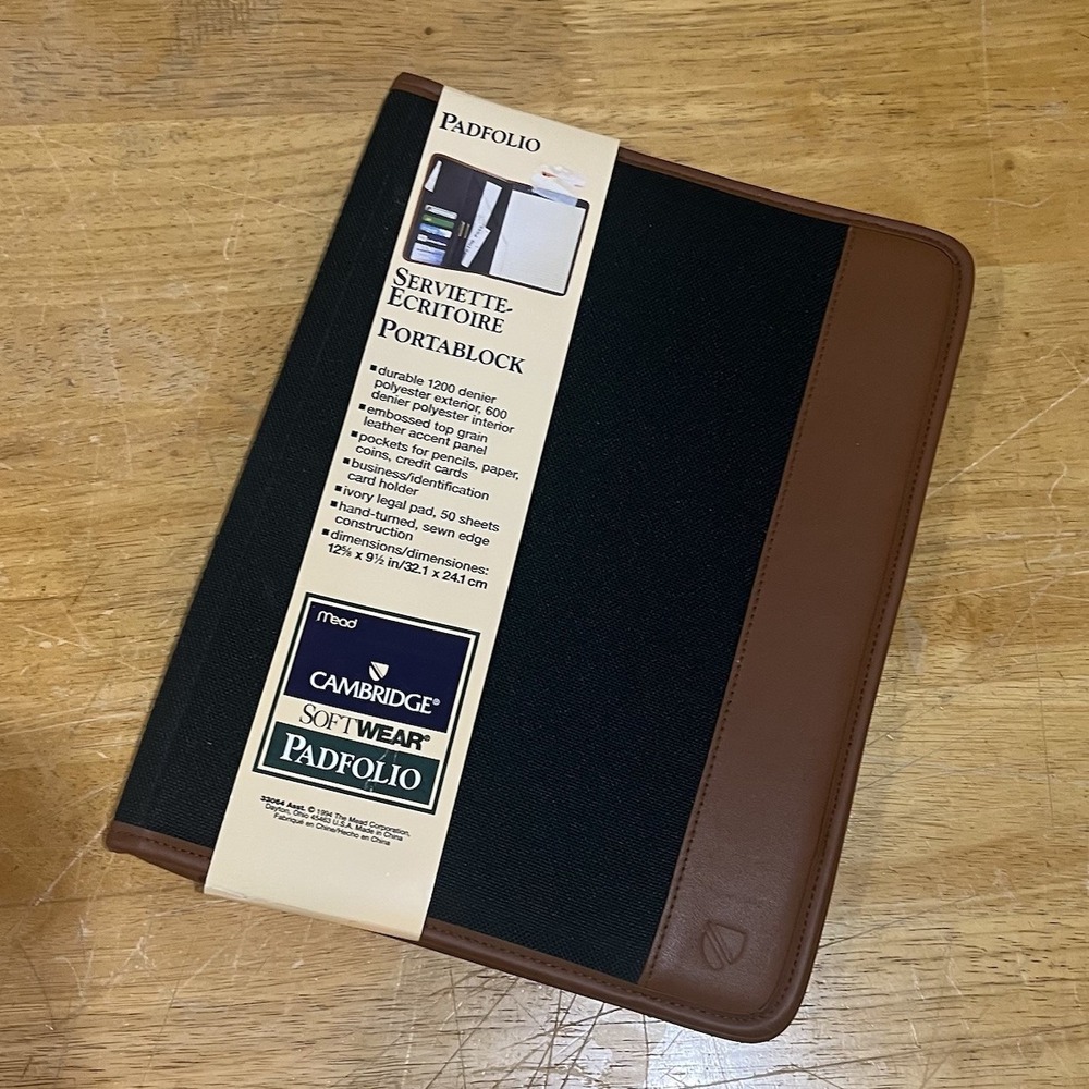 Mead Cambridge Portfolio Softwear Padfolio 1994 Fabric Green Vintage‎ NOS
